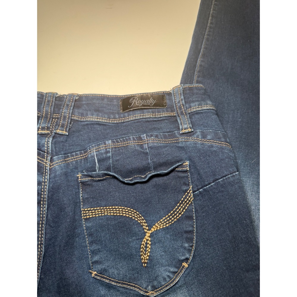 Royalty Jeans Women 10 Blue WannaBettaButt Skinny Denim Dark Wash Stretch Pants - Picture 2 of 8